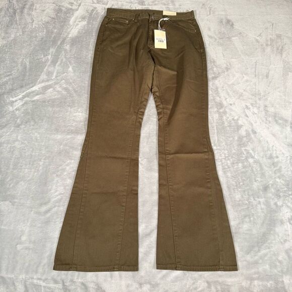 Mnml Twill Flare Pants Mens 30x33 Slim Fit Olive Green NWT - Picture 2 of 10